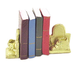 Dollhouse Miniature Shoe Bookends W/Books